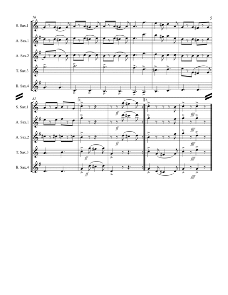 March - Washington Post March (for Saxophone Quartet SATB or AATB) Saxophone Quartet scores gallery preview page 6