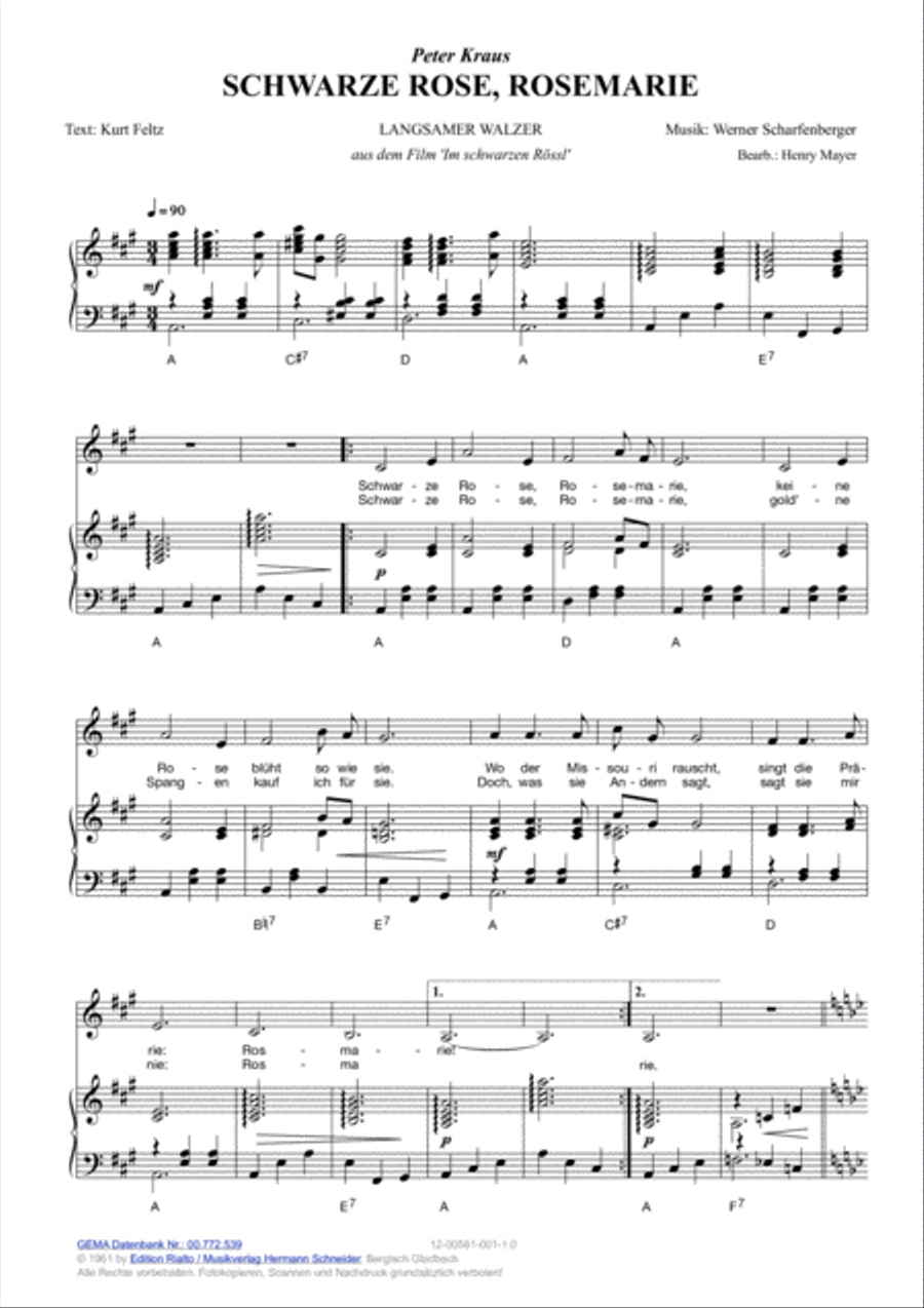 Schwarze Rose, Rosemarie Piano, Vocal, Guitar scores gallery preview page 2