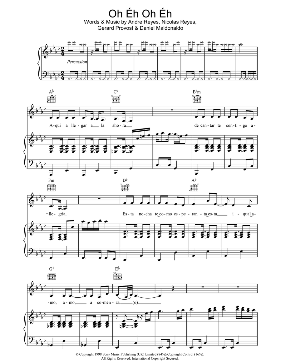 Oh Eh Oh Eh Guitar scores gallery preview page 1