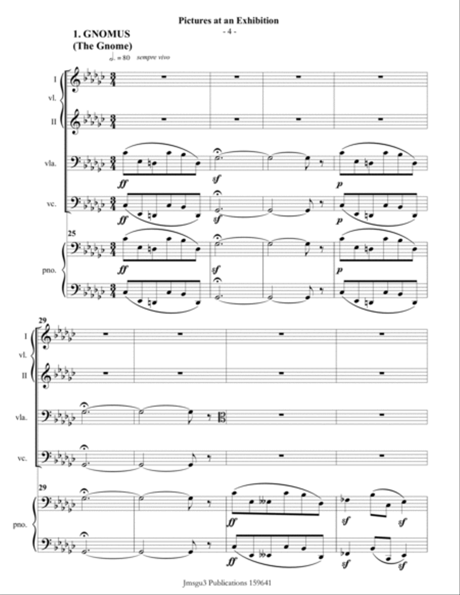 Mussorgsky: Pictures at an Exhibition for Piano Quintet, 1st Edition Piano Quintet scores gallery preview page 4