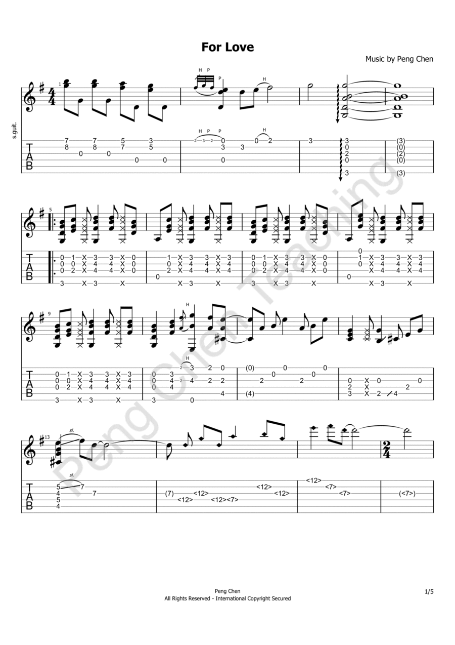 For Love Acoustic Guitar scores gallery preview page 1