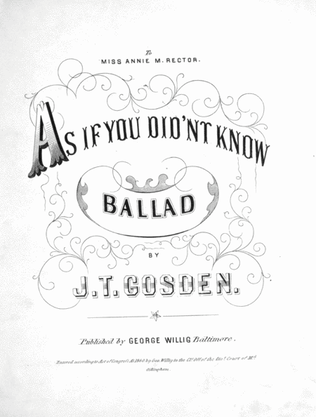 As If You Didn't Know. Ballad