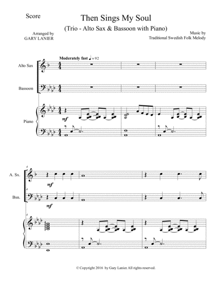 Trios for 3 GREAT HYMNS (Alto Sax & Bassoon with Piano and Parts) image number null