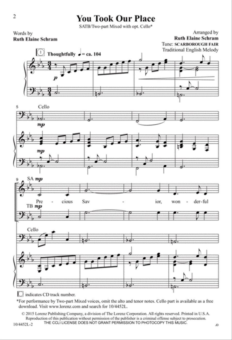 You Took Our Place 4-Part scores gallery preview page 3