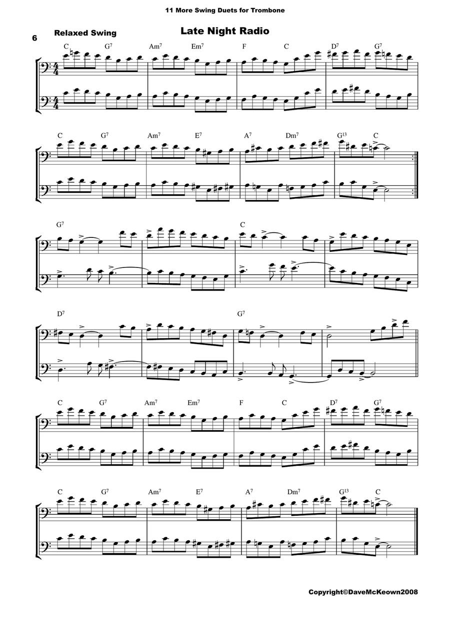 11 More Swing Duets for Trombone Trombone Duet scores gallery preview page 6