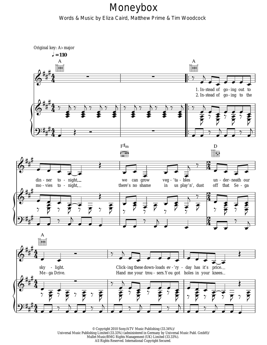 Moneybox Acoustic Guitar scores gallery preview page 1