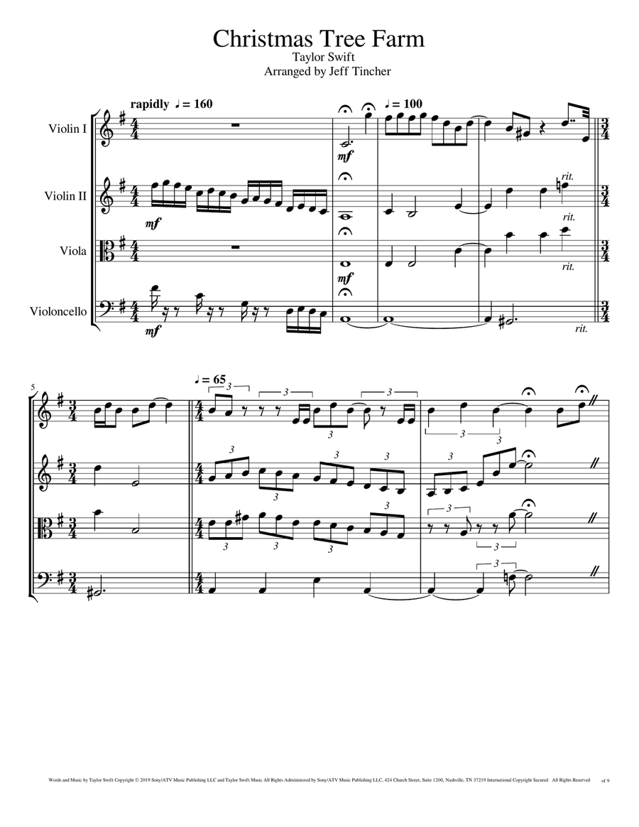Christmas Tree Farm String Quartet scores gallery preview page 2