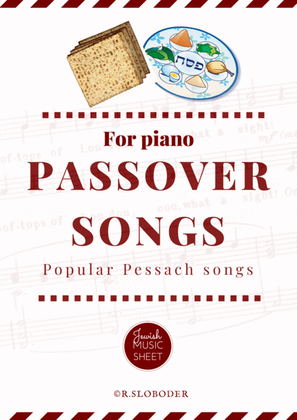 Book cover for Famous Passover Songs for piano. Pesach seder.
