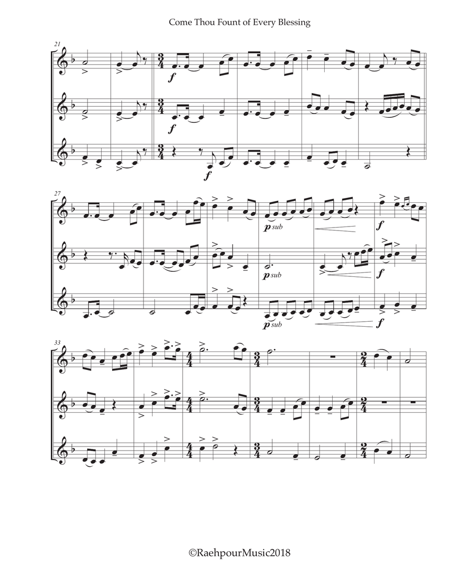 Come Thou Fount of Every Blessing - Trumpet Trio image number null