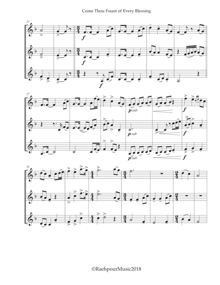 Come Thou Fount of Every Blessing - Trumpet Trio by John Wyeth Trumpet Trio - Digital Sheet Music