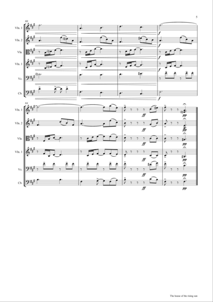 The house of the rising sun - Folk Song - String Orchestra String Orchestra scores gallery preview page 5