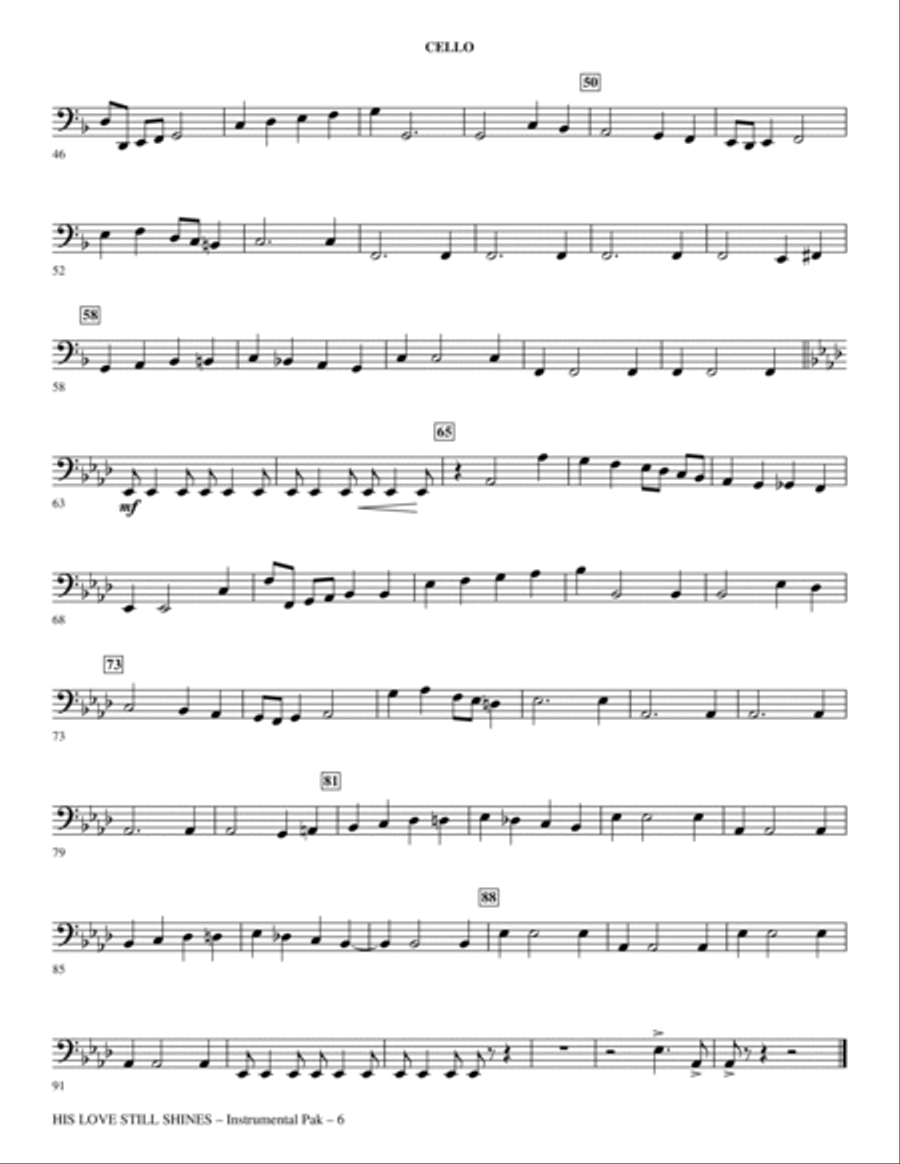 His Love Still Shines - Cello Choir scores gallery preview page 6