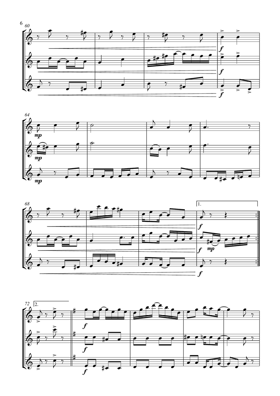 The Entertainer. For Flute Trio Flute Trio scores gallery preview page 6