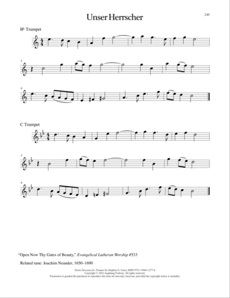 Hymn Descants for Trumpet C Trumpet scores gallery preview page 250