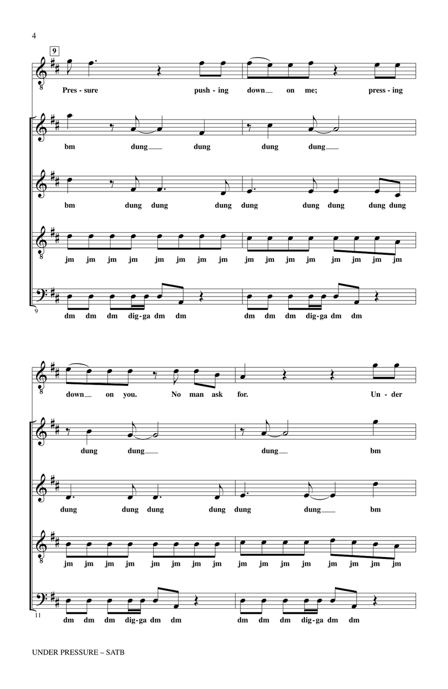 Under Pressure (from NBC's The Sing-Off) 4-Part scores gallery preview page 3