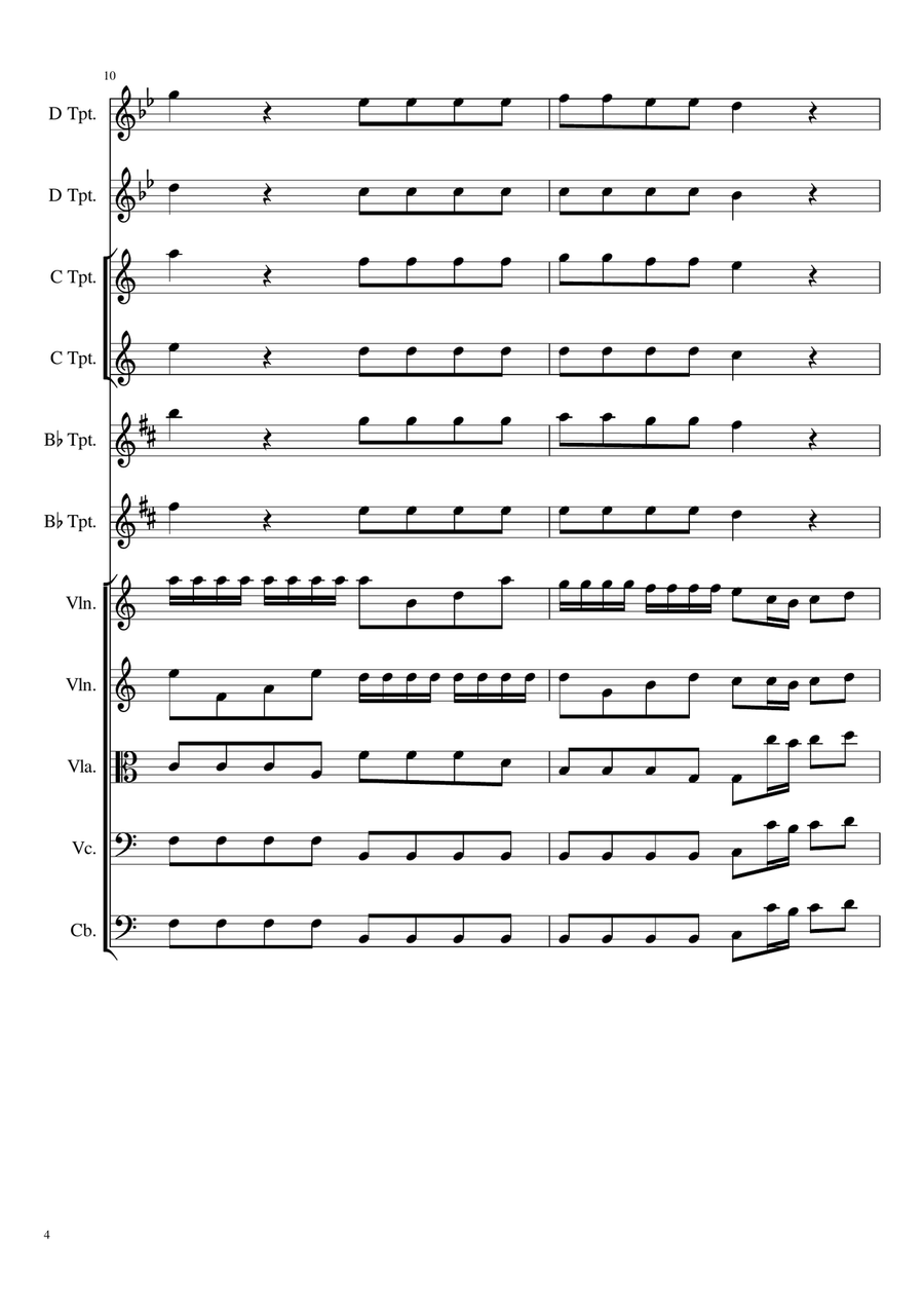 Concerto for Two Trumpets in C major RV537 - Antonio Vivaldi - Score and Parts - Trumpets in Bb, C Chamber Orchestra scores gallery preview page 4