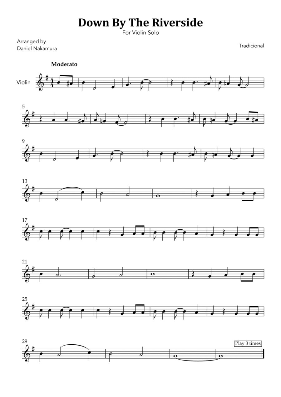 Down By The Riverside (For Violin Solo) Violin Solo scores gallery preview page 1