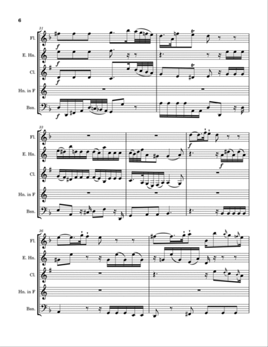 Mozart-Bach Prelude and Fugue I from K.404a (arranged for woodwind quintet) Woodwind Quintet scores gallery preview page 6