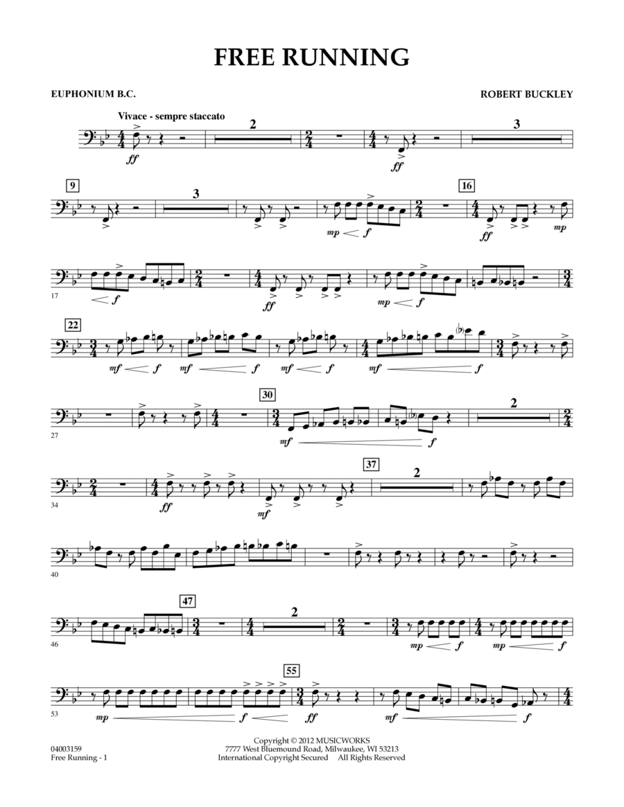 Free Running - Euphonium in Bass Clef Concert Band scores gallery preview page 1