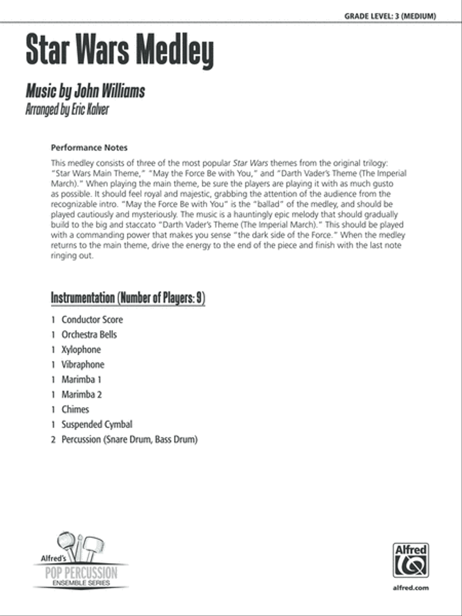 Star Wars Medley: Score Star Wars Medley: Score Percussion Ensemble scores gallery preview page 1