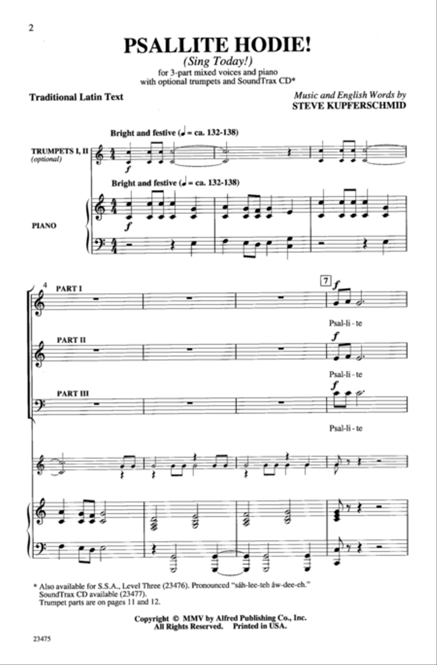 Psallite Hodie! (Sing Today!) 3-Part scores gallery preview page 2