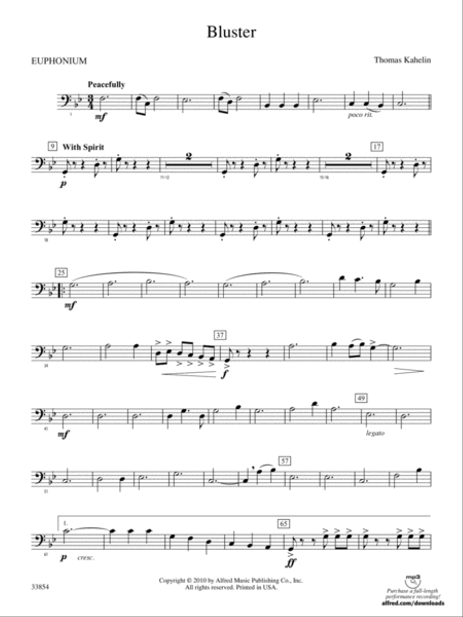 Bluster: Baritone B.C. Concert Band scores gallery preview page 1