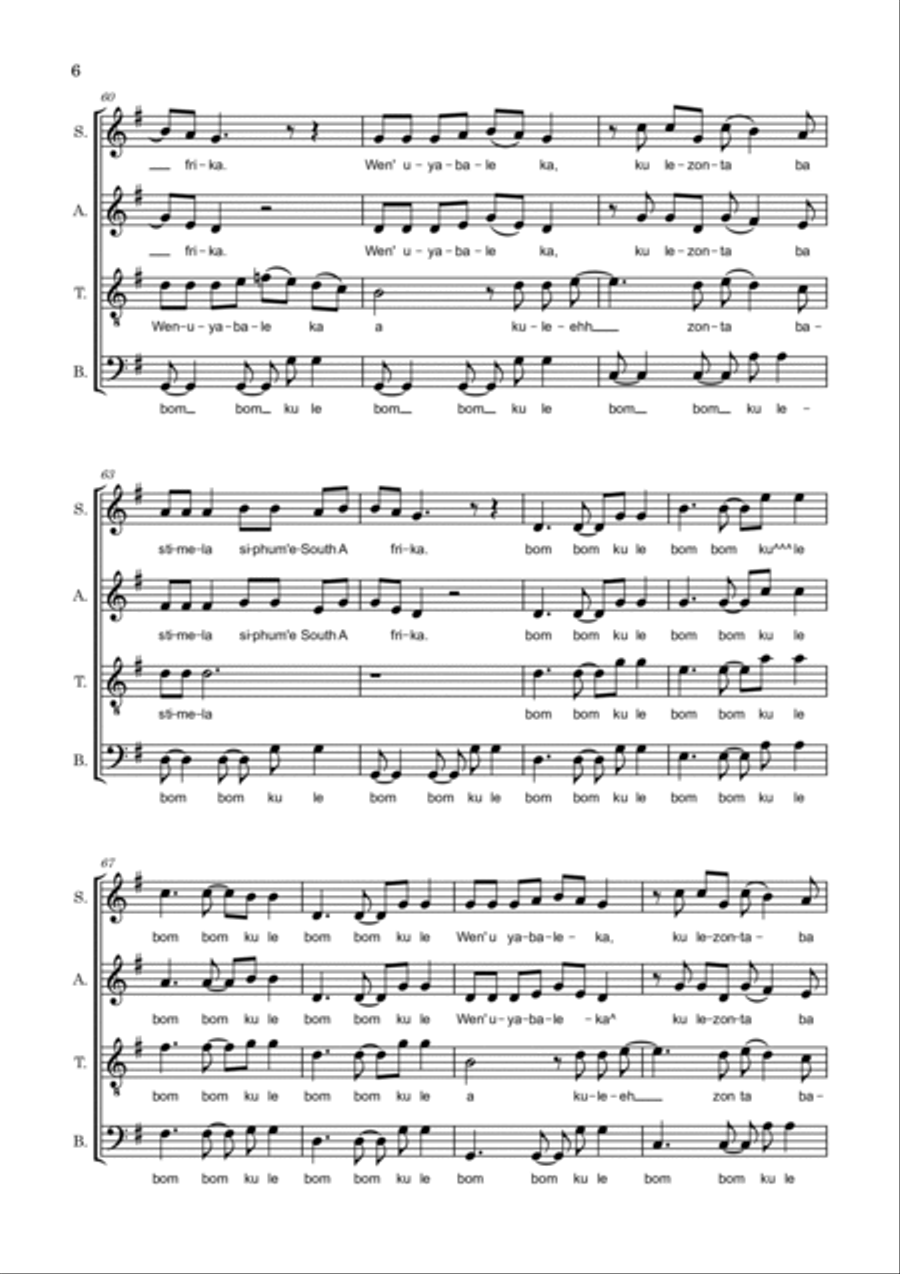 Shosholoza (South African) 4-Part scores gallery preview page 6