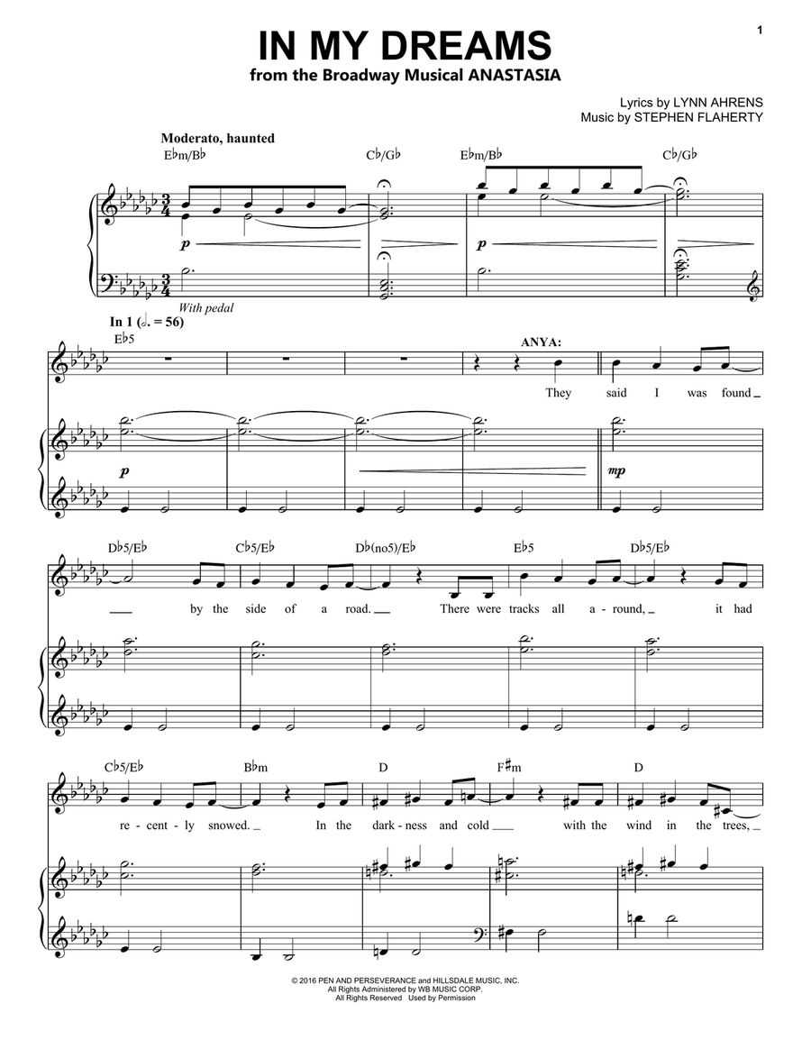 In My Dreams (from Anastasia) Voice scores gallery preview page 1