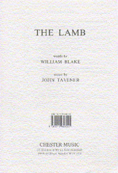 The Lamb by John Tavener 4-Part - Sheet Music