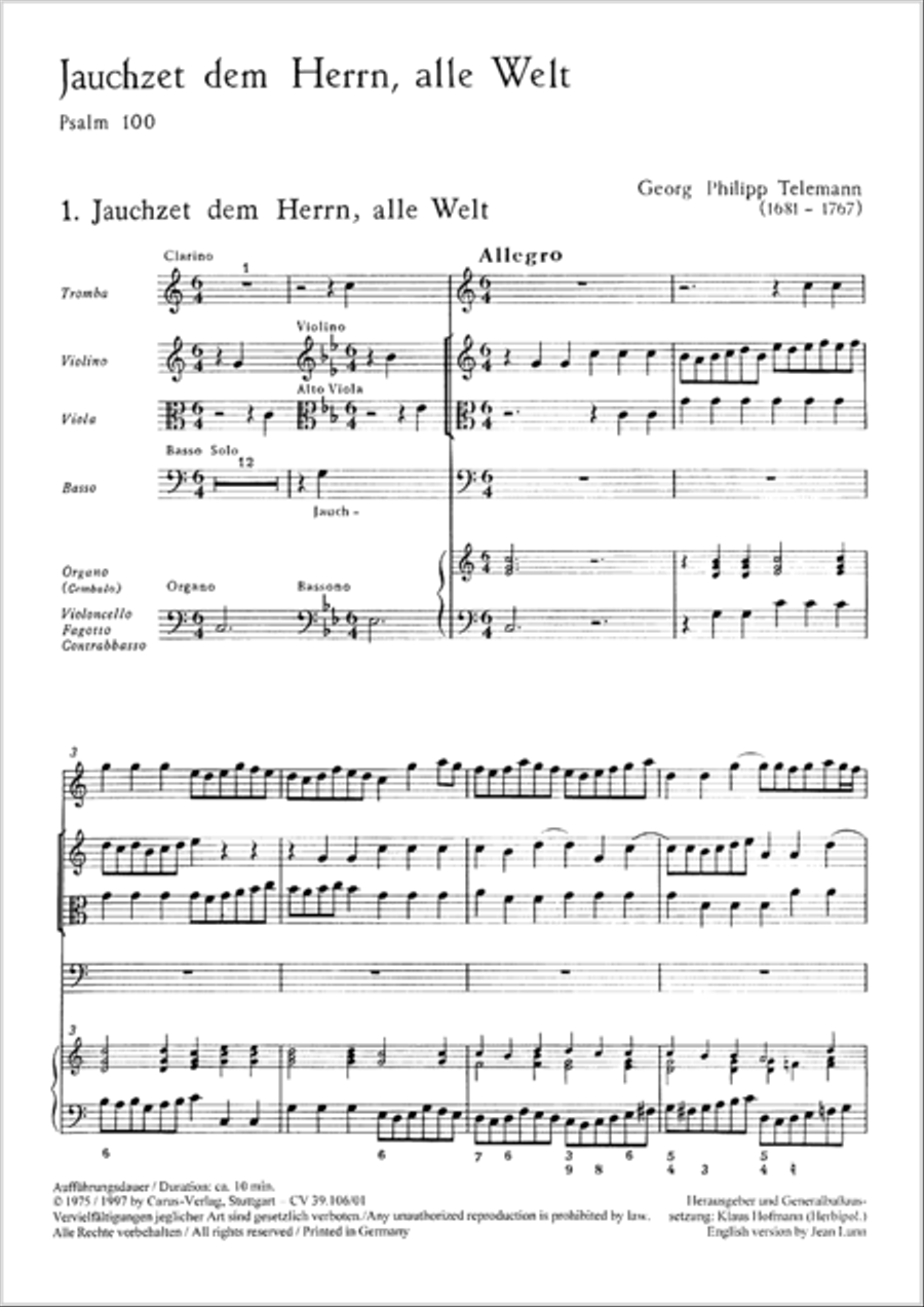 Shout to the Lord, all the earth (Jauchzet dem Herrn, alle Welt) Bass Voice scores gallery preview page 2