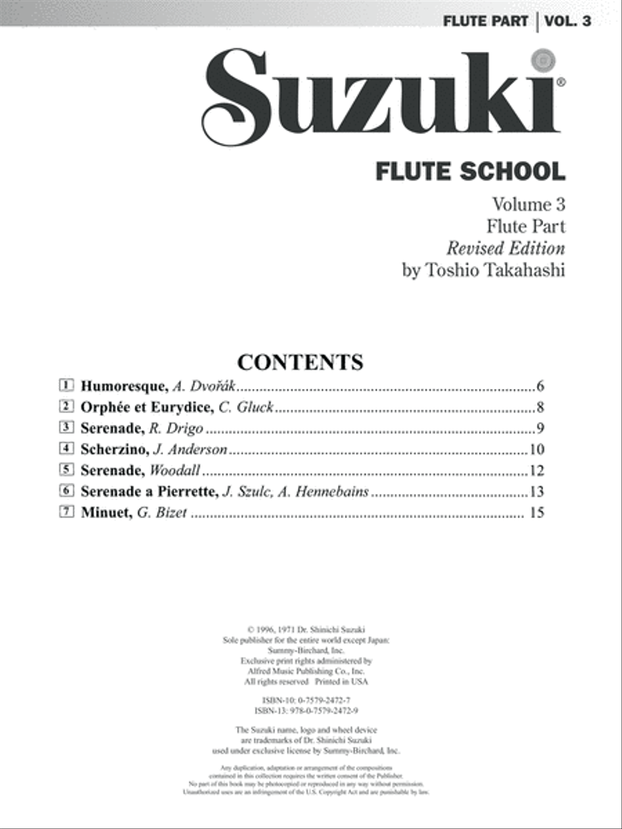 Suzuki Flute School, Volume 3 Flute scores gallery preview page 5