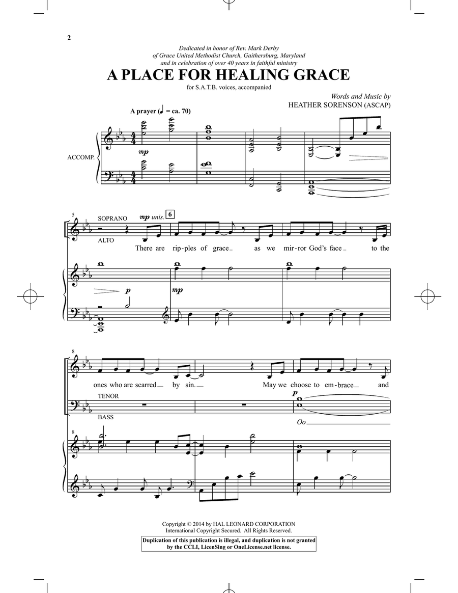 A Place For Healing Grace 4-Part scores gallery preview page 1
