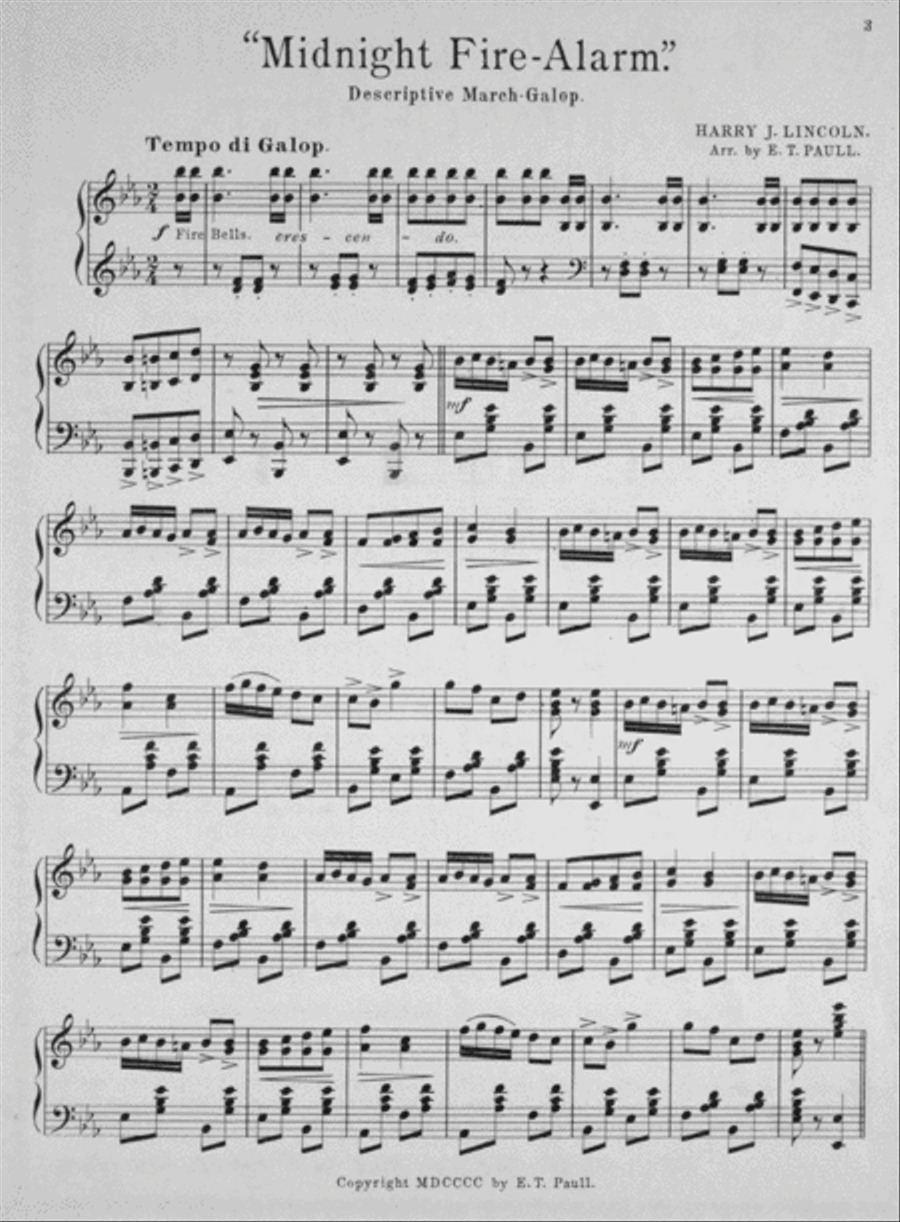 The Midnight Fire Alarm. March and Two Step Piano Solo scores gallery preview page 2