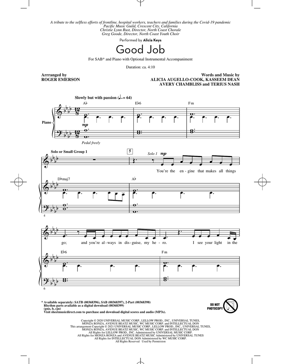 Good Job (arr. Roger Emerson) 3-Part scores gallery preview page 1