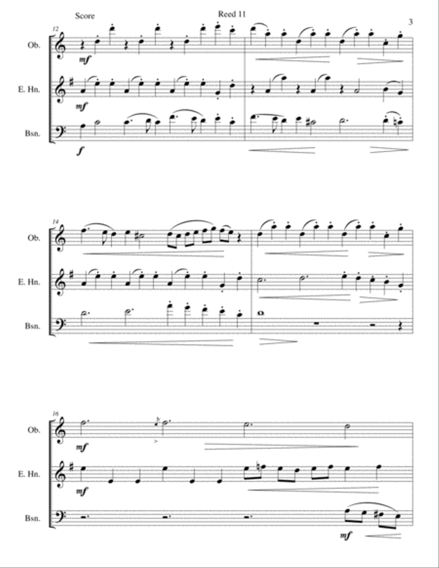 Reed 11 for double-reed trio (oboe, cor anglais, bassoon) Woodwind Trio scores gallery preview page 3