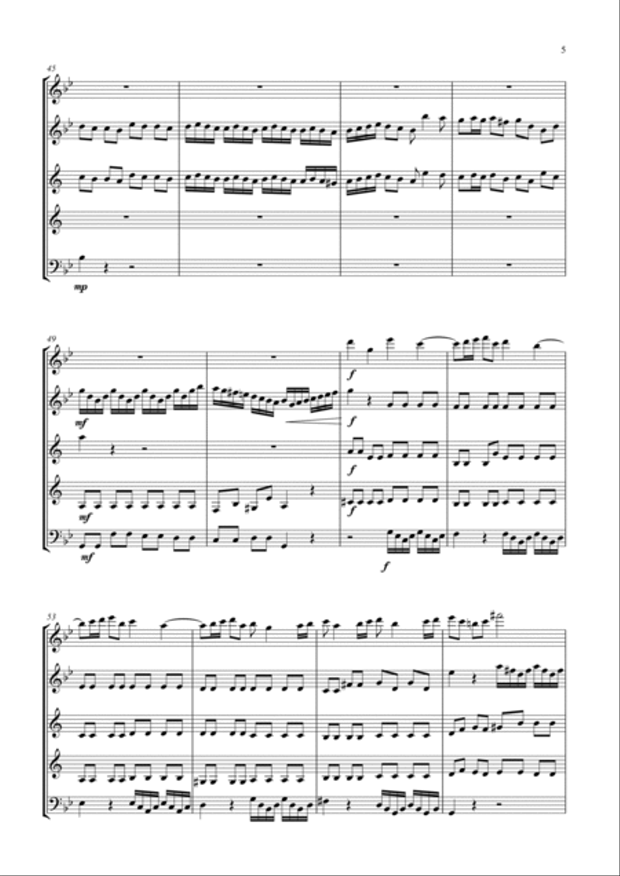 The Arrival of the Queen of Sheba Woodwind Quintet scores gallery preview page 5