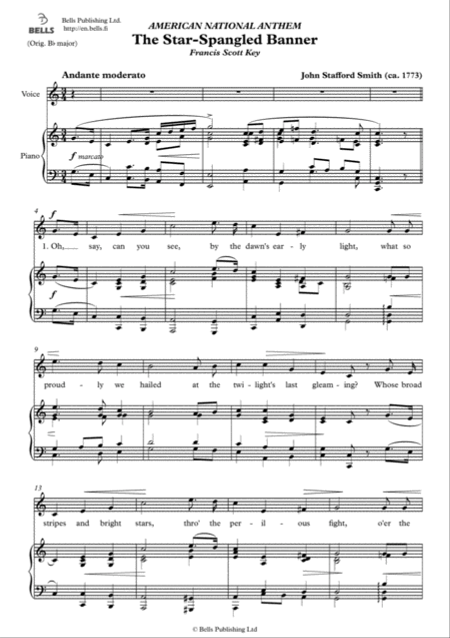 The Star-Spangled Banner (C Major) Voice Solo scores gallery preview page 1