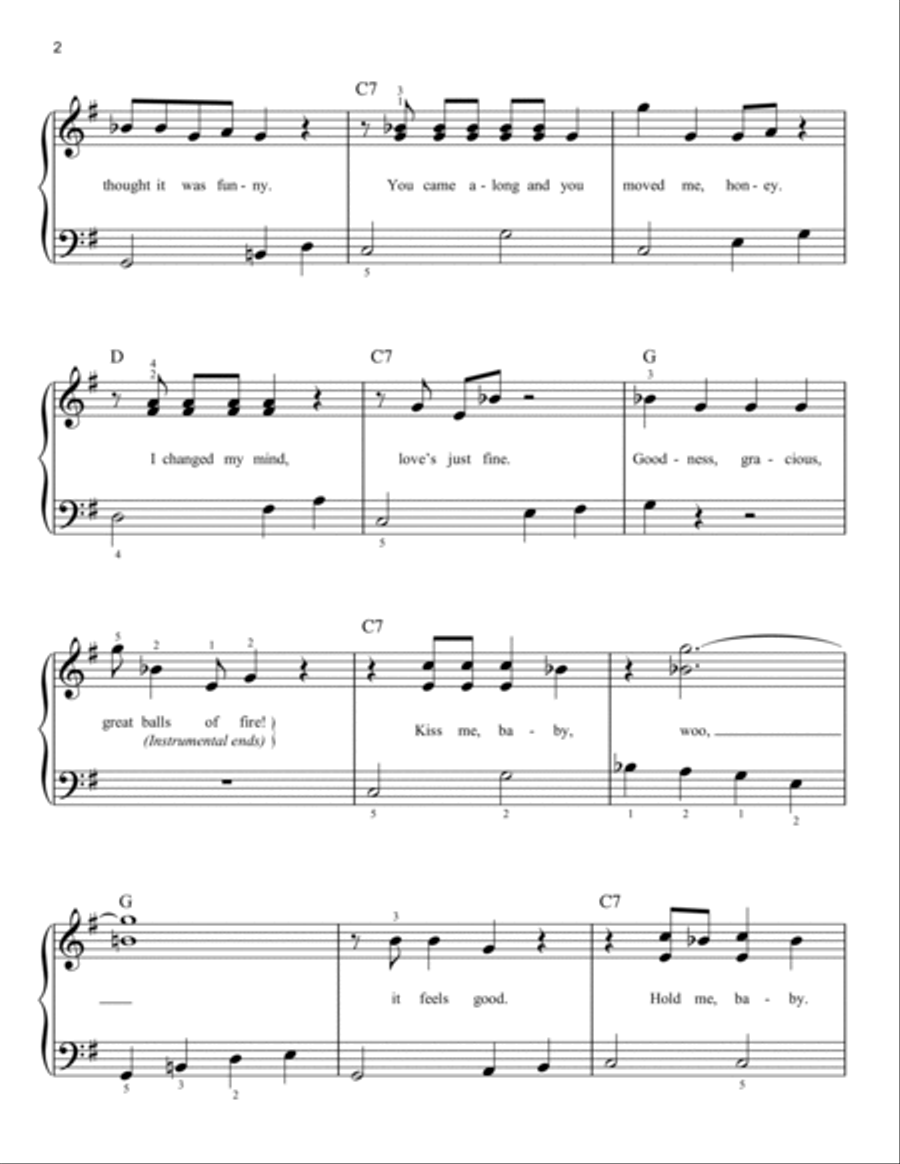 Great Balls Of Fire Easy Piano scores gallery preview page 2