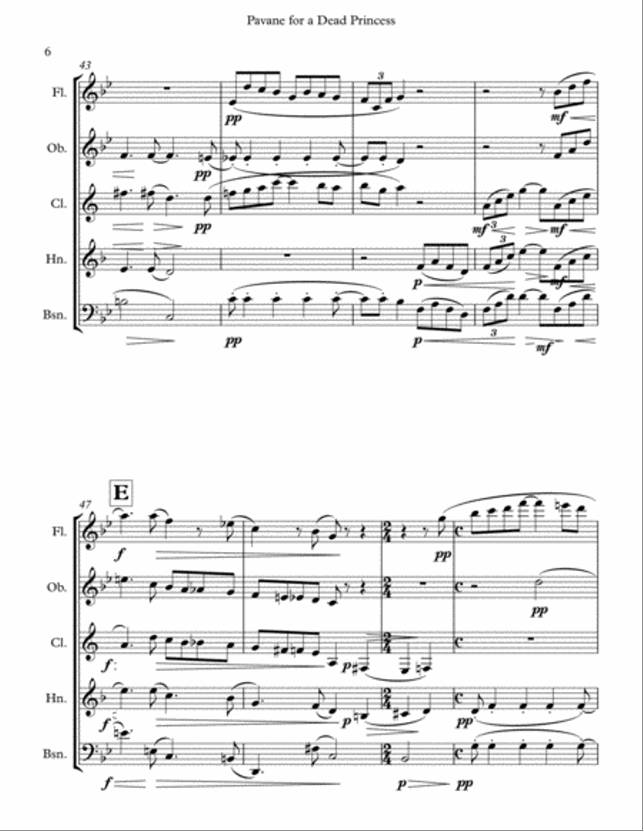 Pavane for a Dead Princess for Wind Quintet Woodwind Quintet scores gallery preview page 6