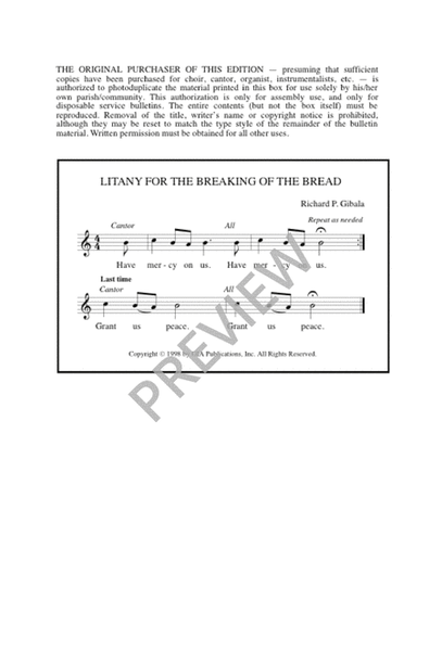 Litany for the Breaking of the Bread