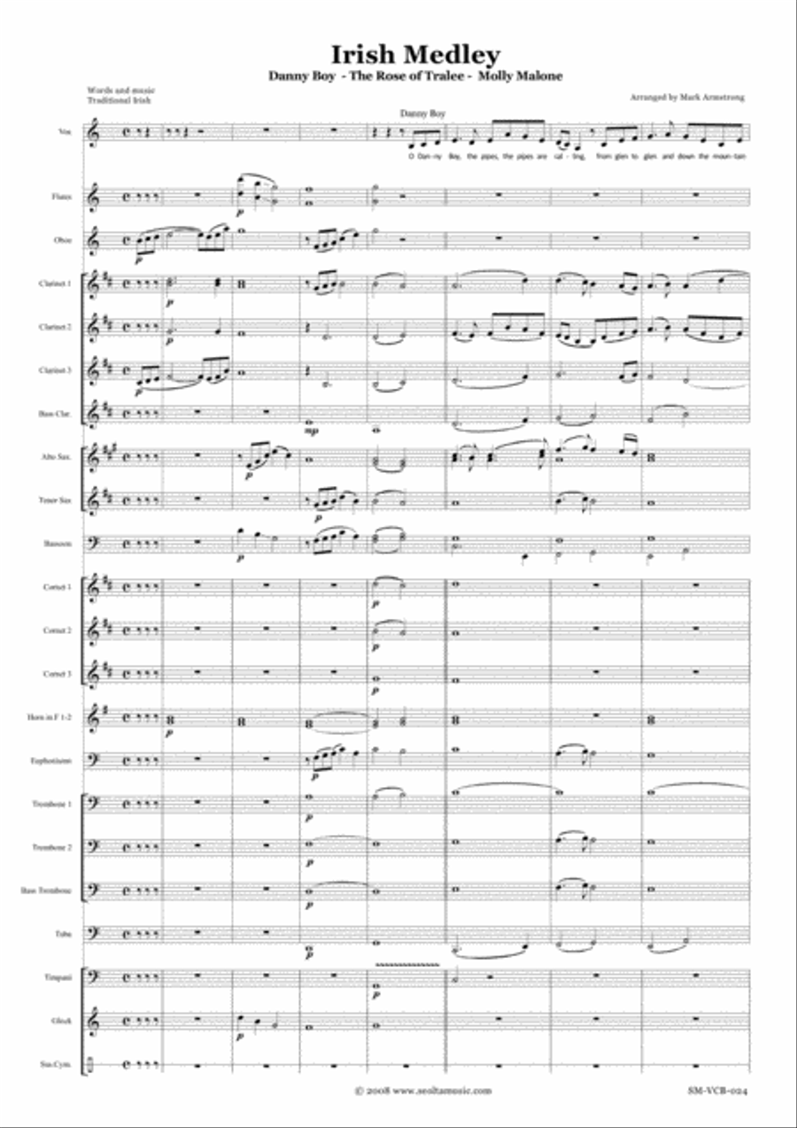 Irish medley for voice and concert band Concert Band scores gallery preview page 1