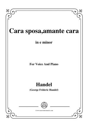 Book cover for Handel-Cara sposa,amante cara(Version II),from 'Rinaldo',in e minor,for Voice and Piano