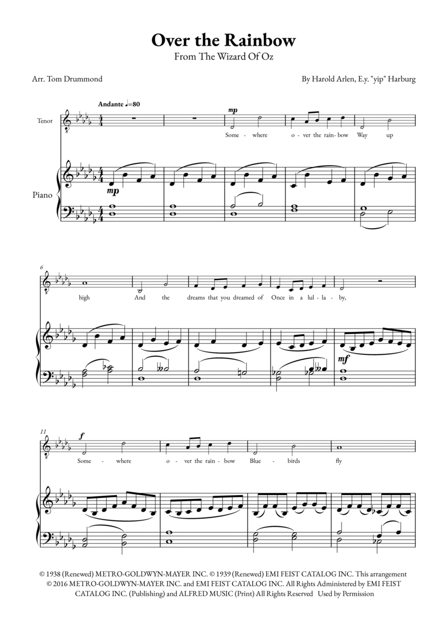 Over The Rainbow Over The Rainbow Voice scores gallery preview page 1