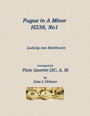 Book cover for Fugue H238, No1 for Flute Quartet (2C, A, B)
