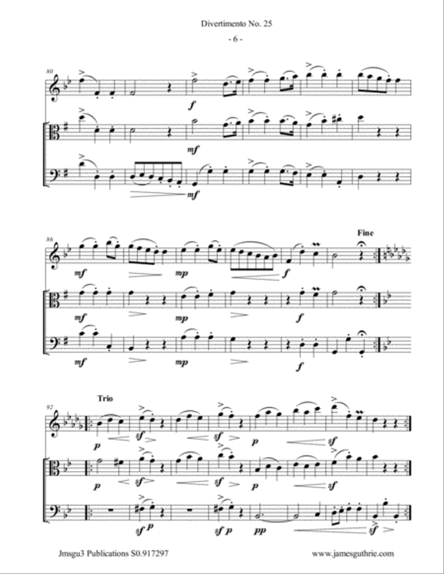 Haydn: Divertimento No. 25 Trio for Oboe d'Amore, Viola & Cello Oboe scores gallery preview page 6