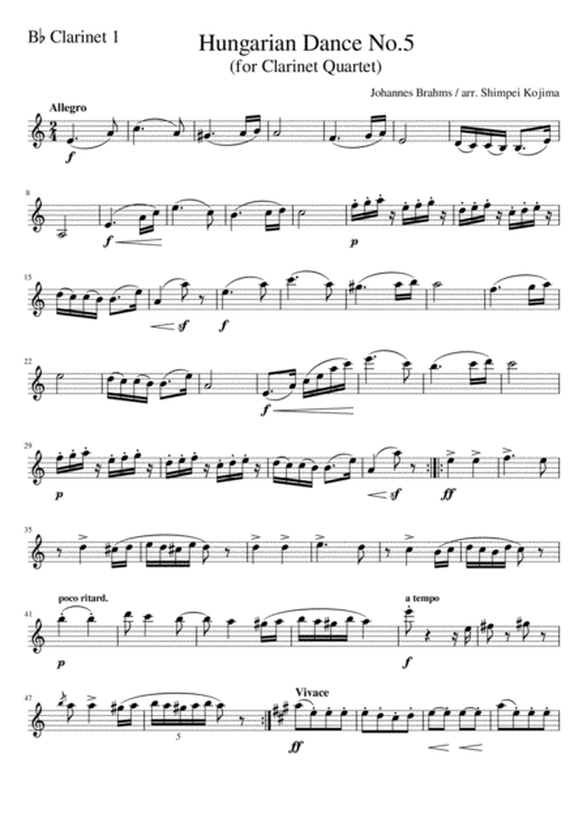 Brahms : Hungarian Dance No.5 (for Clarinet Quartet) image number null