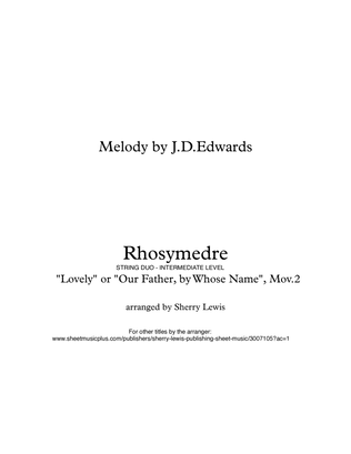 Book cover for RHOSYMEDRE Original Hymn and Variations - String Duo, Intermediate Level for violin and cello - This