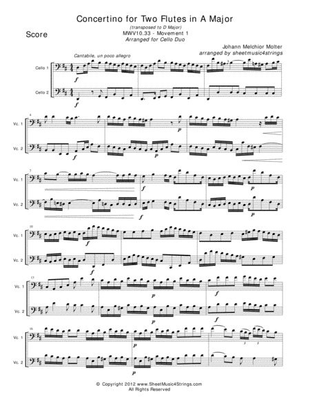 Molter, J. - Concertino (Mvt. 1) for Two Cellos image number null
