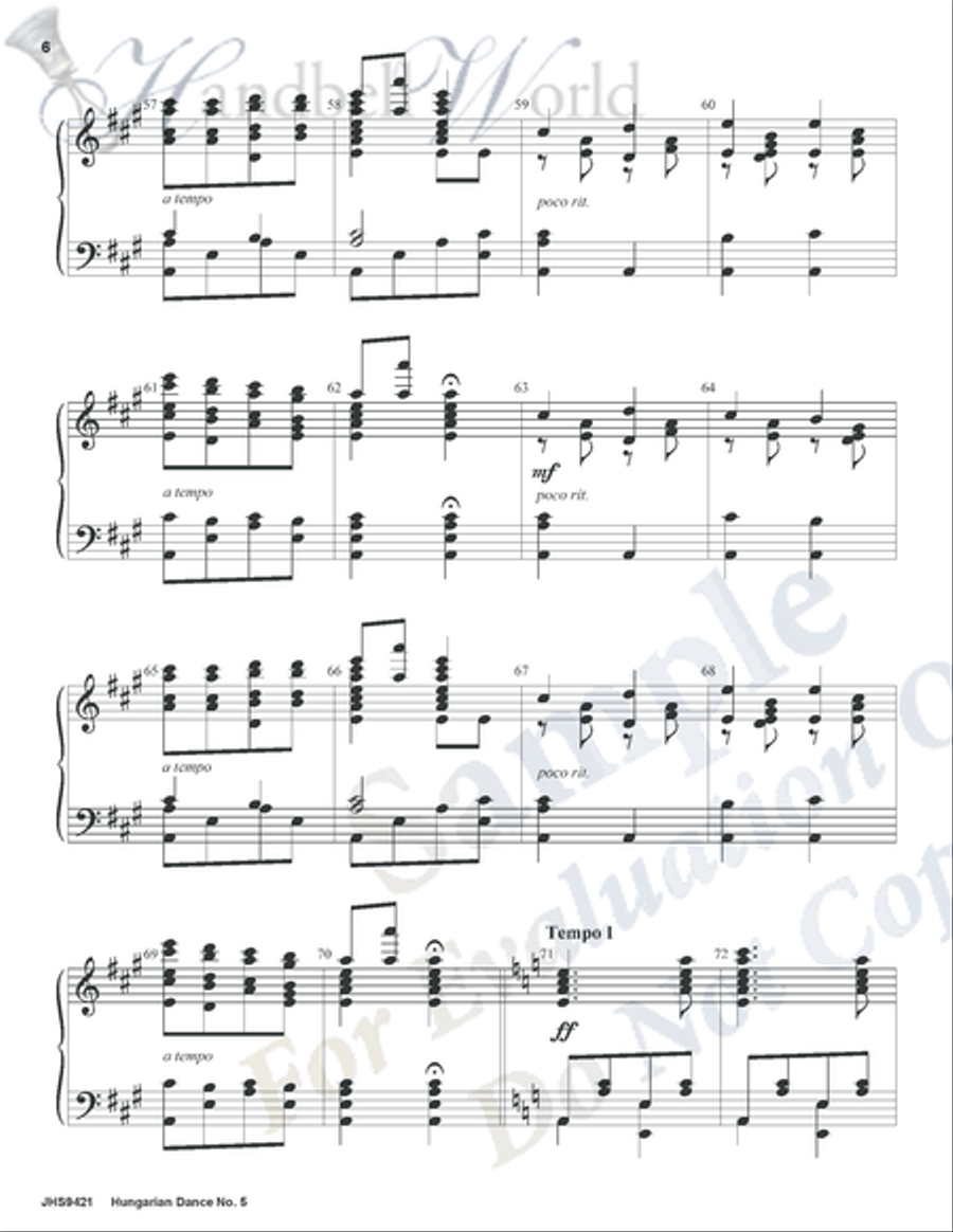 Hungarian Dance No. 5 5-Octaves scores gallery preview page 5