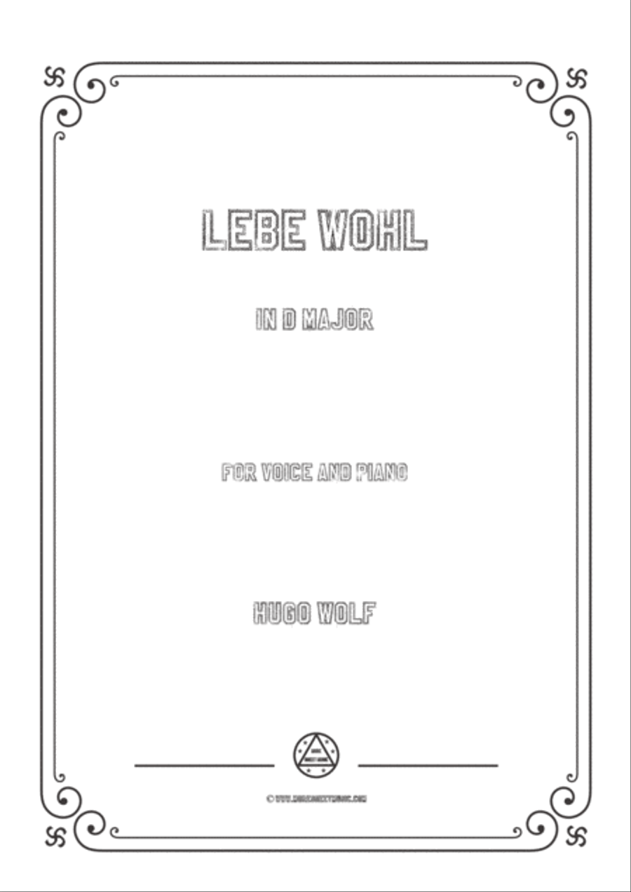 Wolf-Lebe wohl in D Major,for Voice and Piano Voice Solo scores gallery preview page 1